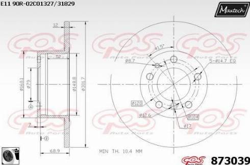 Maxtech 873039.0060 - Brake Disc autospares.lv