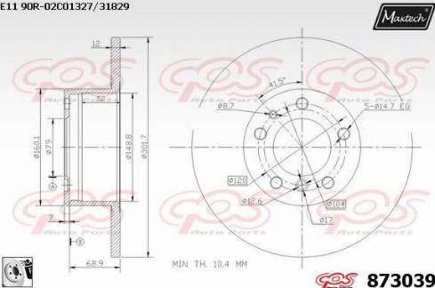 Maxtech 873039.0080 - Brake Disc autospares.lv