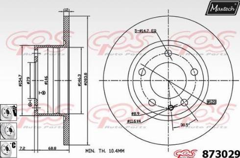 Maxtech 873029.6880 - Brake Disc autospares.lv