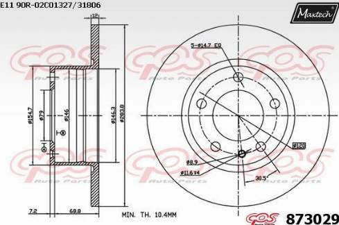 Maxtech 873029.0000 - Brake Disc autospares.lv