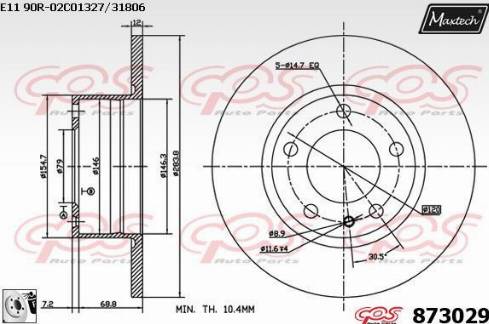 Maxtech 873029.0080 - Brake Disc autospares.lv