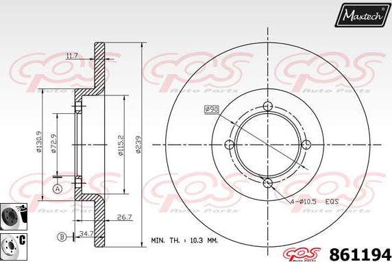 Maxtech 873079 - Brake Disc autospares.lv