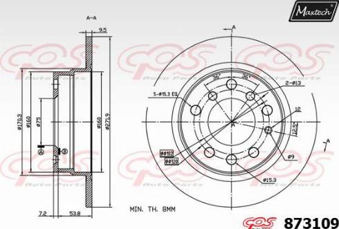 Maxtech 873109.0000 - Brake Disc autospares.lv