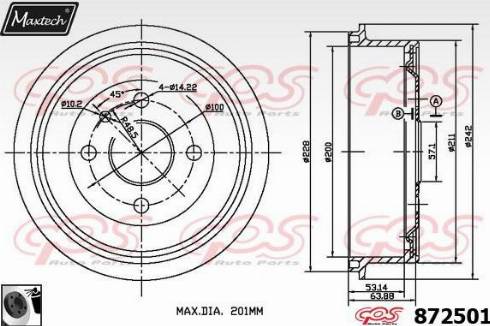 Maxtech 872501.0060 - Brake Drum autospares.lv