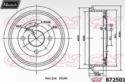 Maxtech 872501.0000 - Brake Drum autospares.lv