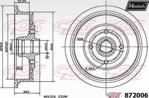 Maxtech 872006.0000 - Brake Drum autospares.lv