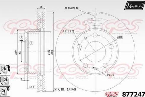 Maxtech 877247.6880 - Brake Disc autospares.lv