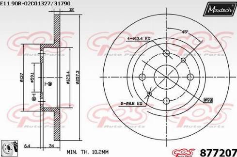 Maxtech 877207.0080 - Brake Disc autospares.lv