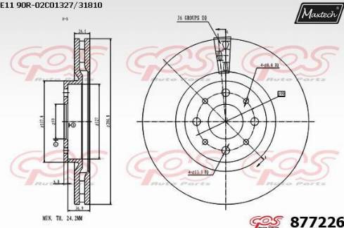 Maxtech 877226.0000 - Brake Disc autospares.lv