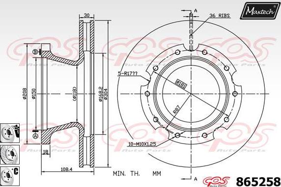 Maxtech 861113 - Brake Disc autospares.lv