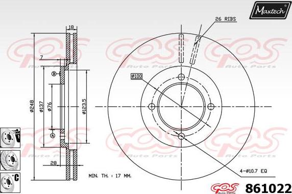 Maxtech 873601 - Brake Disc autospares.lv