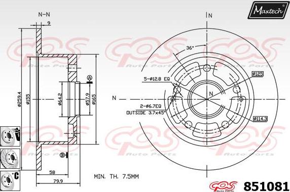 Maxtech 865523 - Brake Disc autospares.lv