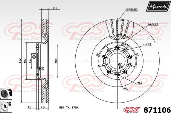 Maxtech 70180450 - Seal, brake caliper piston autospares.lv