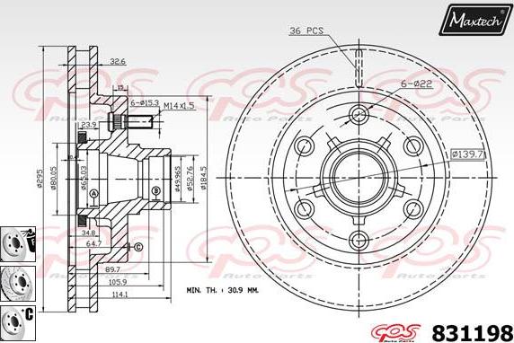 Maxtech 827014 - Brake Disc autospares.lv