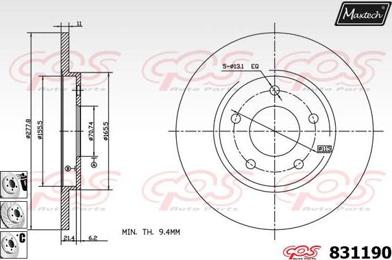 Maxtech 827035 - Brake Disc autospares.lv