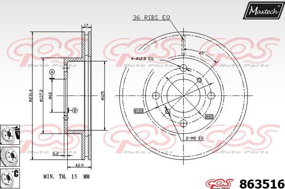 Maxtech 72960034 - Piston, brake caliper autospares.lv