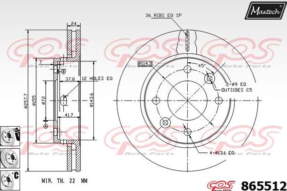 Maxtech 873508 - Brake Disc autospares.lv