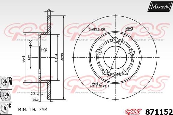 Maxtech 875615 - Brake Disc autospares.lv