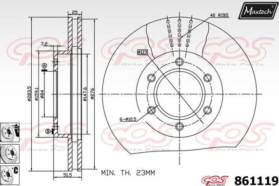 Maxtech 861116 - Brake Disc autospares.lv