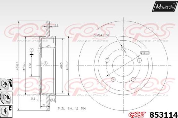 Maxtech 865271 - Brake Disc autospares.lv