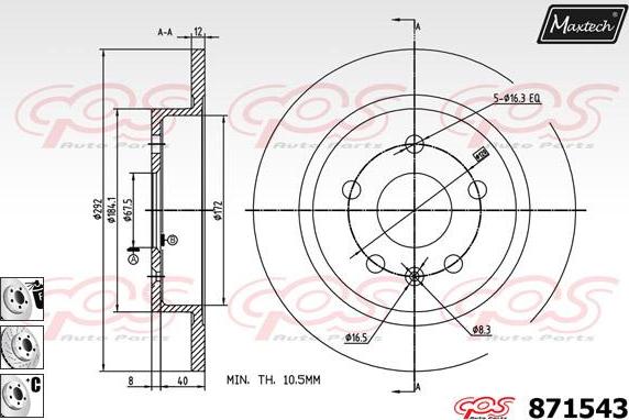 Maxtech 857122 - Brake Disc autospares.lv