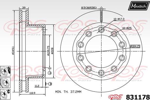 Maxtech 811232 - Brake Disc autospares.lv