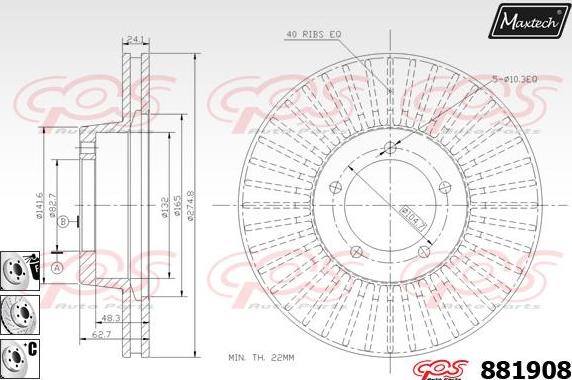 Maxtech 873557 - Brake Disc autospares.lv