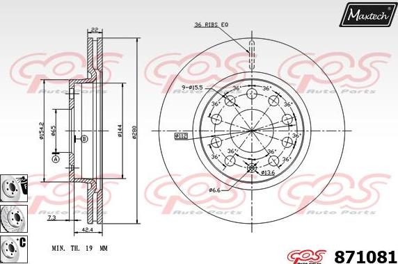 Maxtech 72942045 - Piston, brake caliper autospares.lv