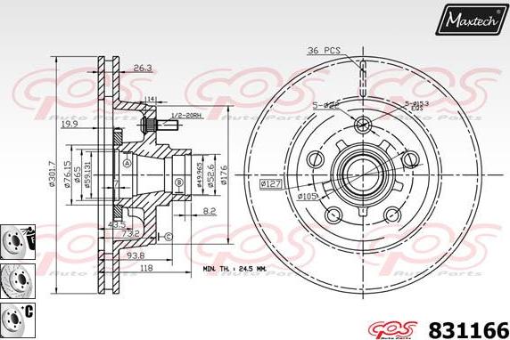 Maxtech 72957046 - Piston, brake caliper autospares.lv