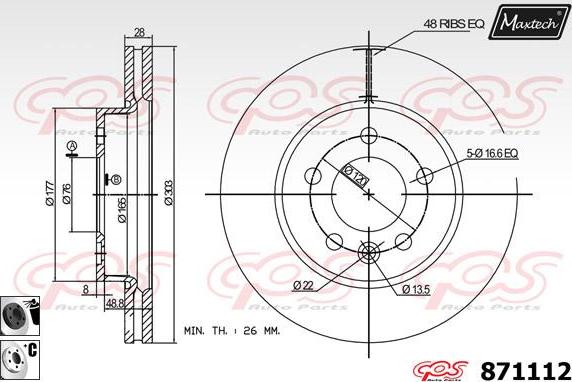 Maxtech 72957005 - Piston, brake caliper autospares.lv