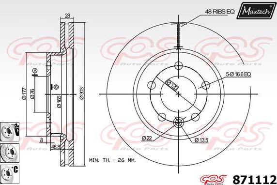 Maxtech 72957014 - Piston, brake caliper autospares.lv