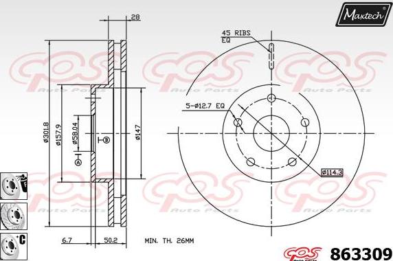 Maxtech 831212 - Brake Disc autospares.lv