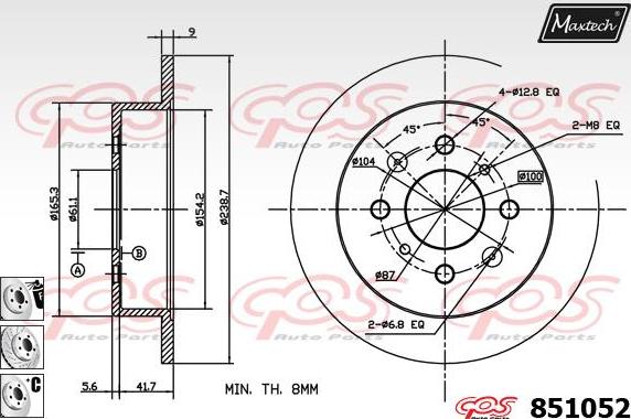 Maxtech 821336 - Brake Disc autospares.lv