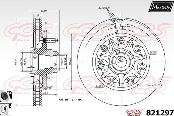 Maxtech 72930015 - Piston, brake caliper autospares.lv