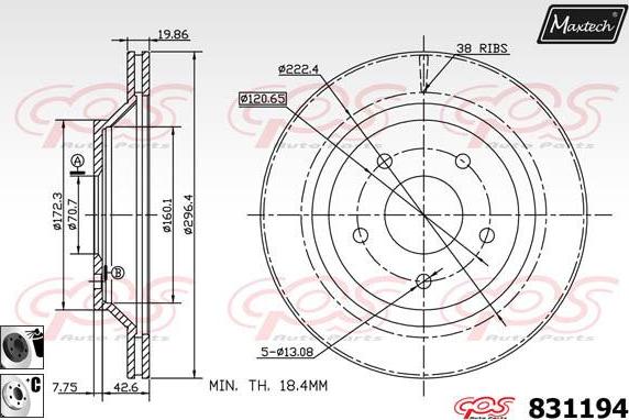 Maxtech 72938061 - Piston, brake caliper autospares.lv