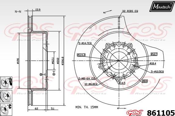 Maxtech 871520 - Brake Disc autospares.lv