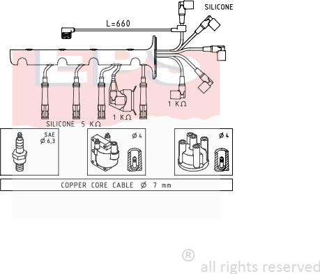 MDR EPS-1500 605 - Ignition Cable Kit autospares.lv