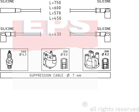 MDR EPS-1500 612 - Ignition Cable Kit autospares.lv