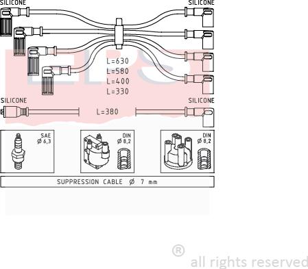 MDR EPS-1500 808 - Ignition Cable Kit autospares.lv