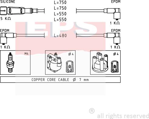 MDR EPS-1500 736 - Ignition Cable Kit autospares.lv