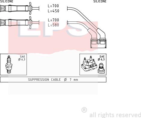 MDR EPS-1501 446 - Ignition Cable Kit autospares.lv