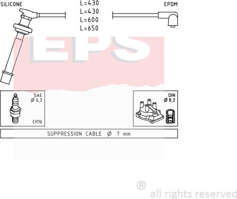 MDR EPS-1501 411 - Ignition Cable Kit autospares.lv