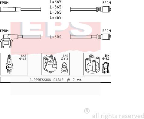 MDR EPS-1501 332 - Ignition Cable Kit autospares.lv