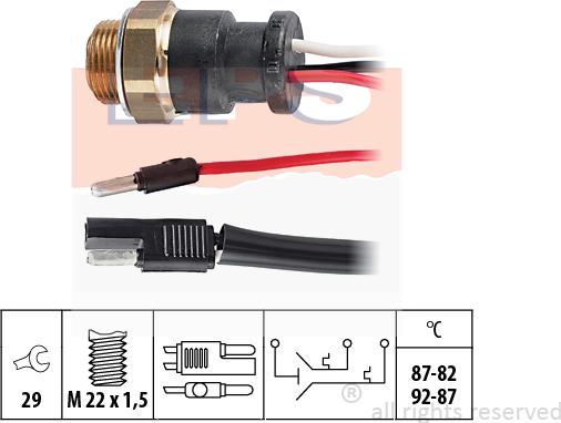 MDR EPS-1850 601 - Temperature Switch, radiator / air conditioner fan autospares.lv