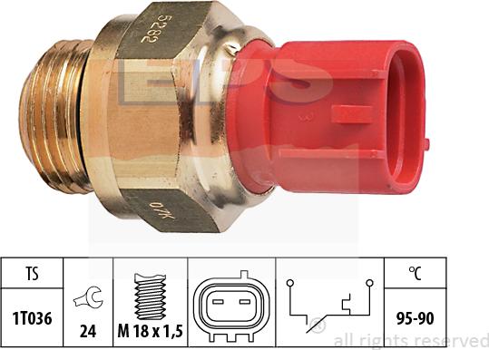 MDR EPS-1850 282 - Temperature Switch, radiator / air conditioner fan autospares.lv