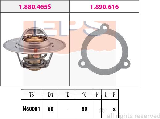 MDR EPS-1880 465 - Coolant thermostat / housing autospares.lv