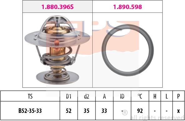 MDR EPS-1880 396 - Coolant thermostat / housing autospares.lv