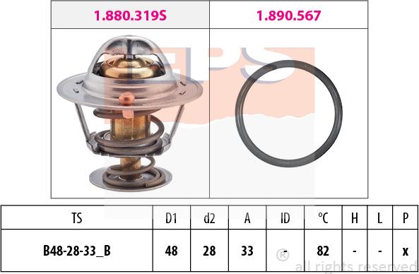 MDR EPS-1880 319 - Coolant thermostat / housing autospares.lv