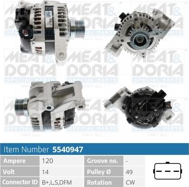 Meat & Doria 5540947 - Alternator autospares.lv