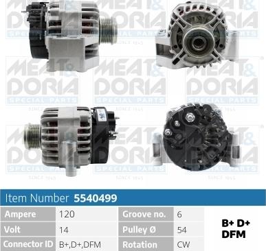 Meat & Doria 5540499 - Alternator autospares.lv